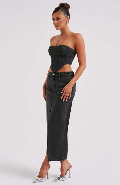 Gonna Maxi Flor Nero