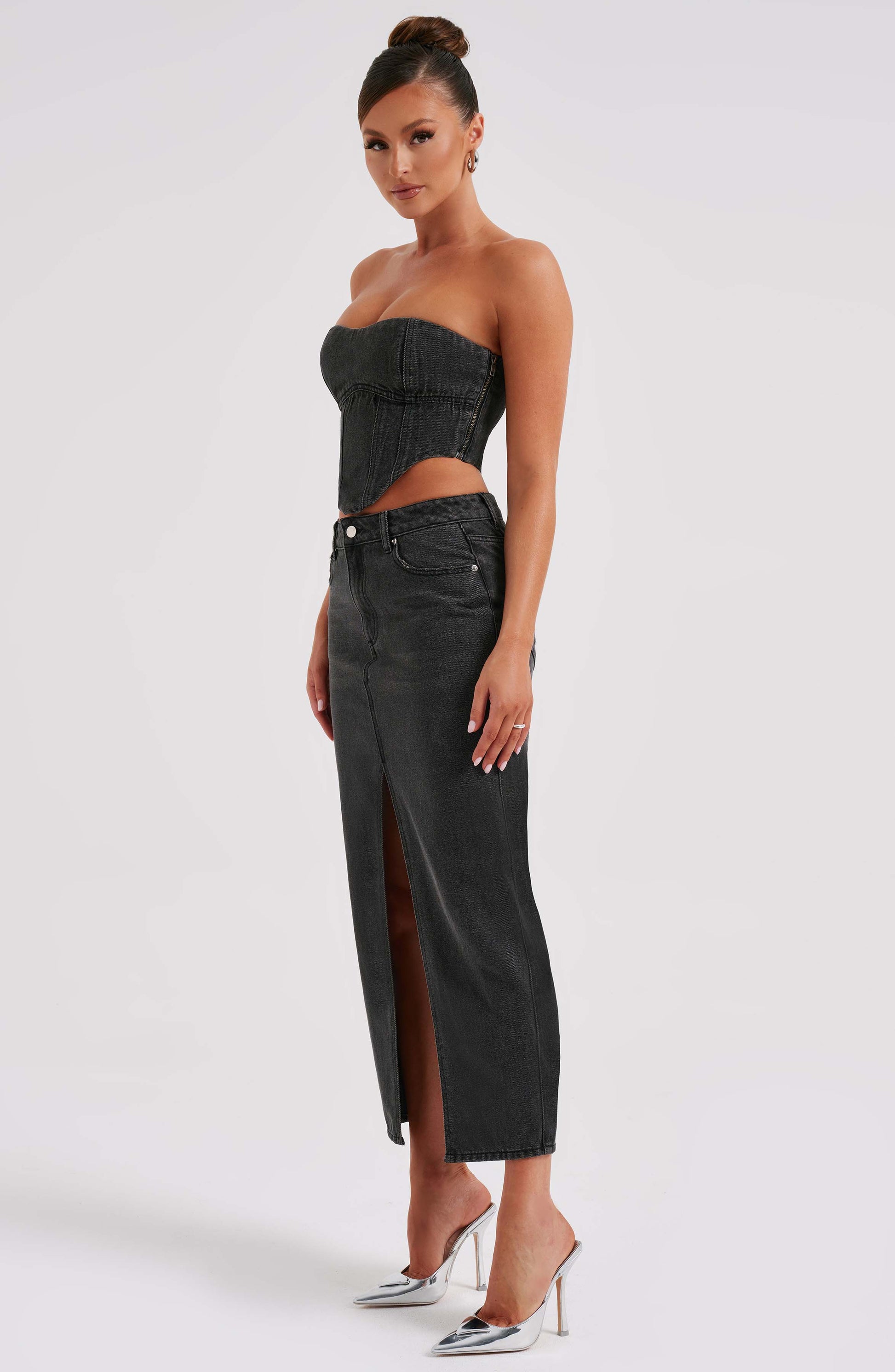 Gonna Maxi Flor Nero