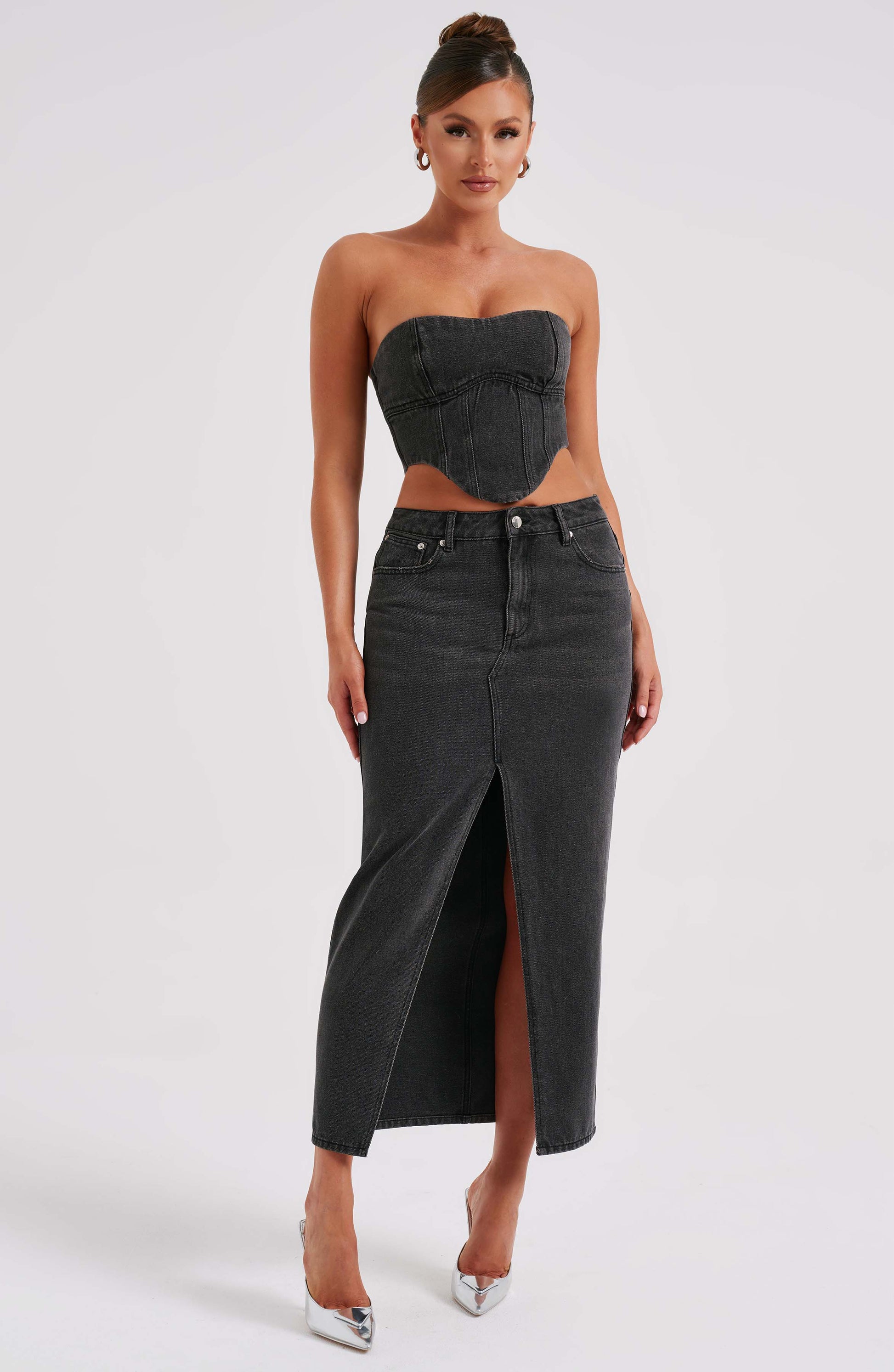 Gonna Maxi Flor Nero