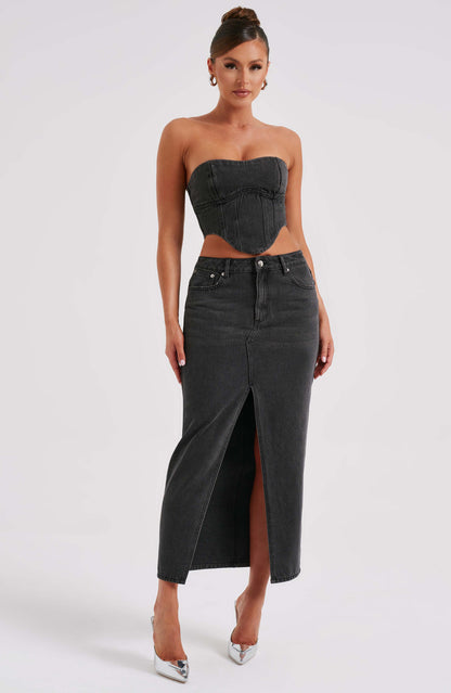 Gonna Maxi Flor Nero