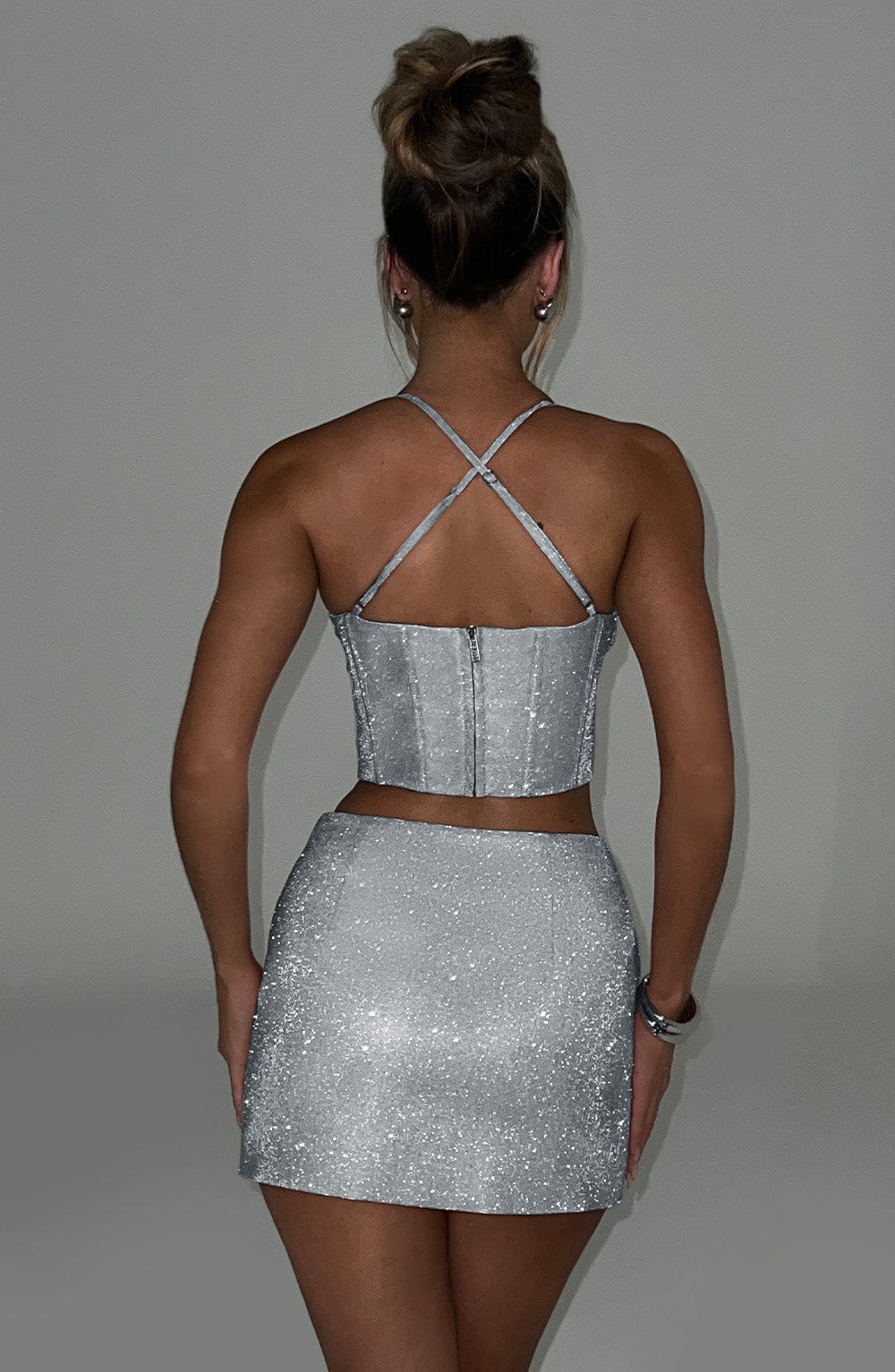 Mini Gonna Argento Glitter