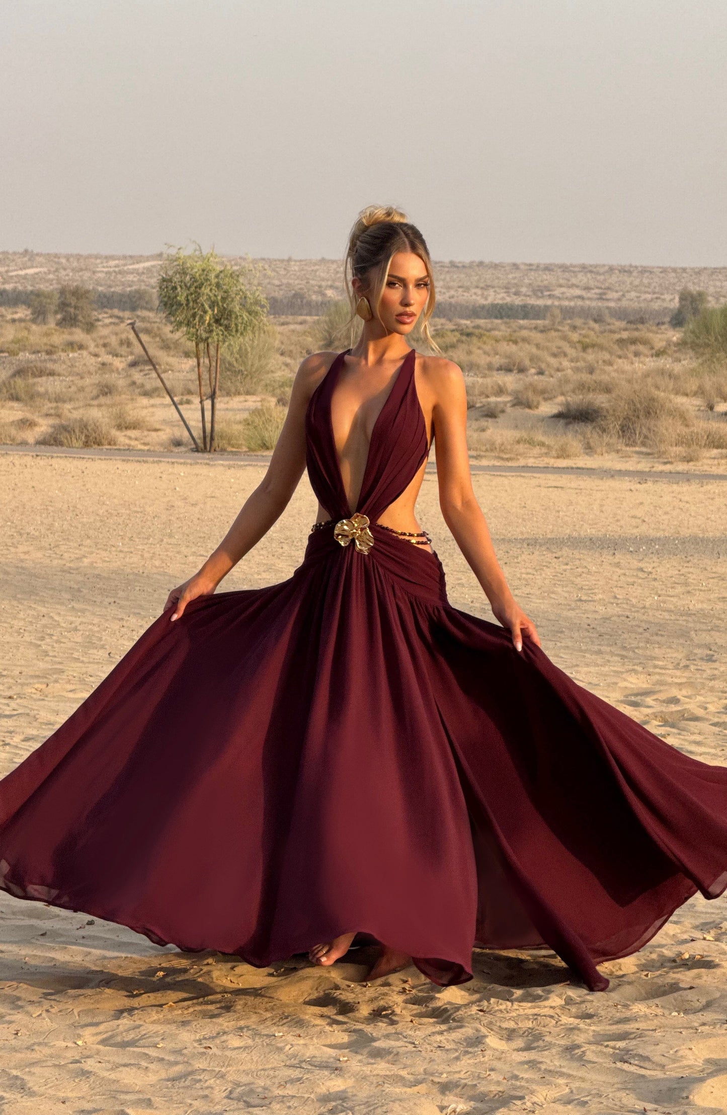Essenza Maxi Dress - Cherry Lacquer