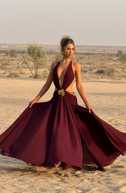 Essenza Maxi Dress - Cherry Lacquer