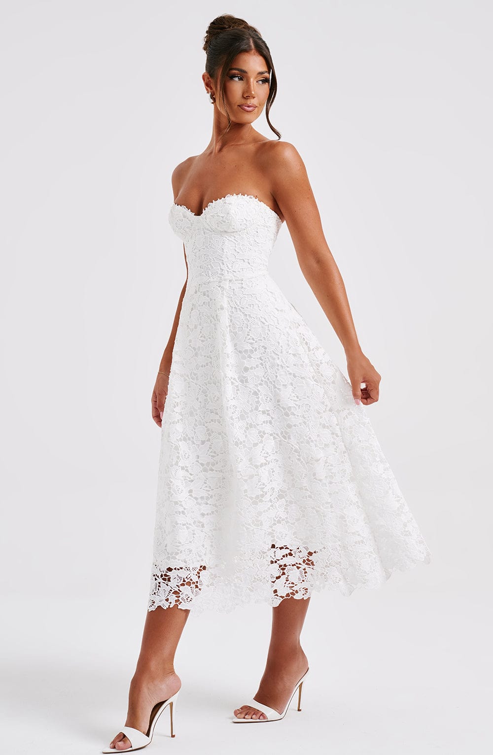 Vestito Ishani Midi Abito da Sera in Pizzo