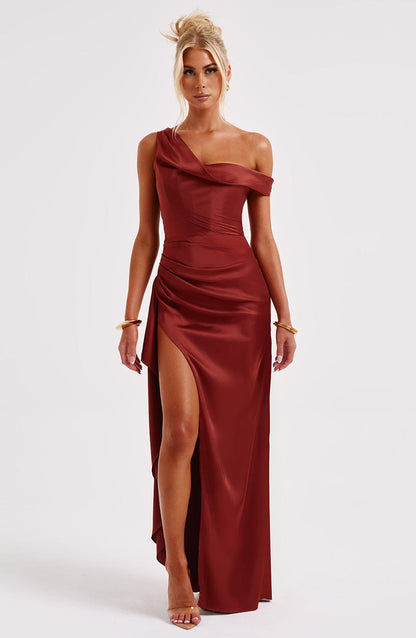 Abito Maxi in Raso Rosso