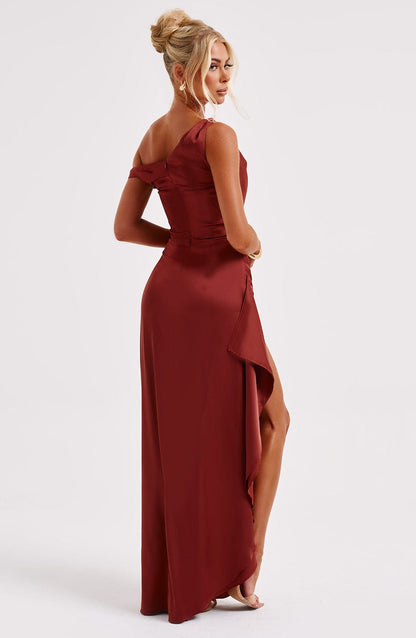 Abito Maxi in Raso Rosso