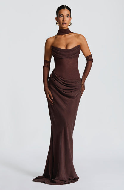 Vestito Maxi Liora in marrone prugna