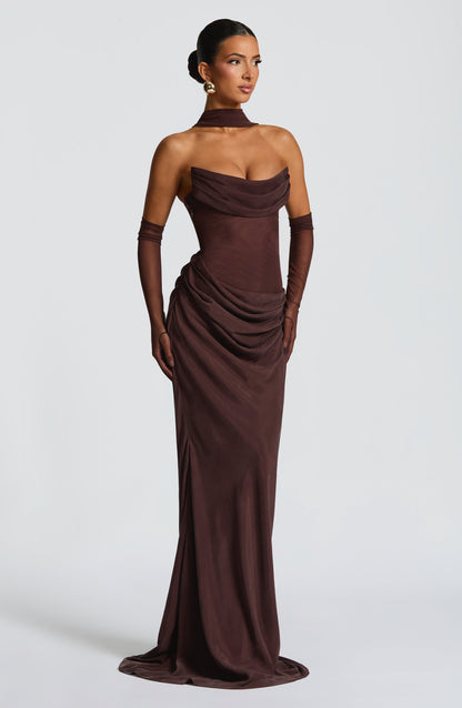 Vestito Maxi Liora in marrone prugna