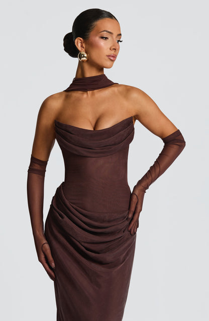 Vestito Maxi Liora in marrone prugna