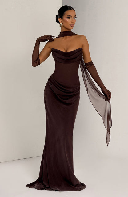 Vestito Maxi Liora in marrone prugna