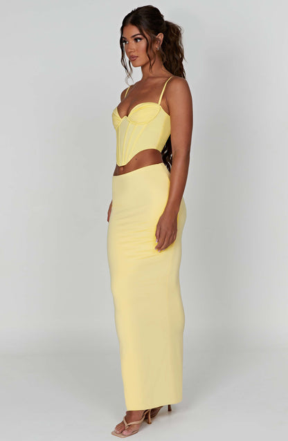 Corsetto alla moda in limone, elegante e femminile