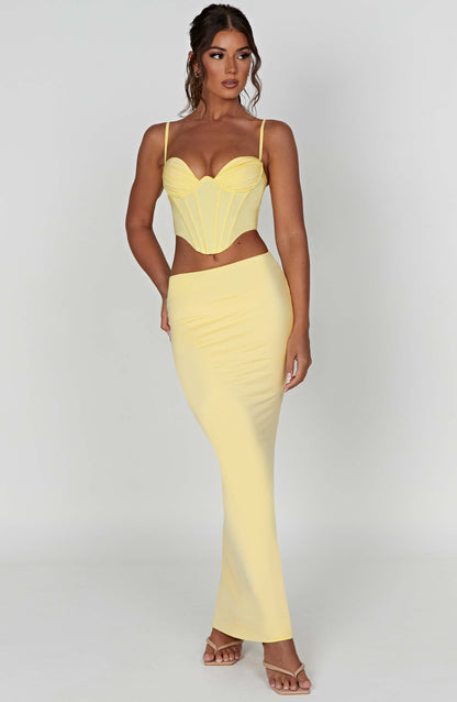 Corsetto alla moda in limone, elegante e femminile