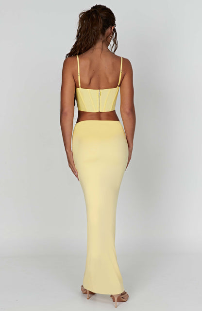 Corsetto alla moda in limone, elegante e femminile