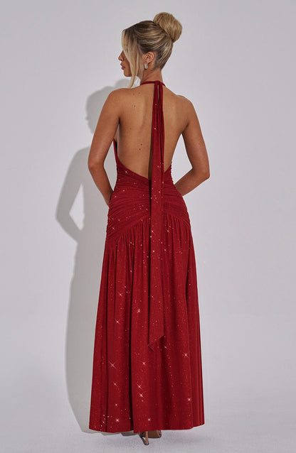 Abito Maxi Melania - Scintillio Rosso