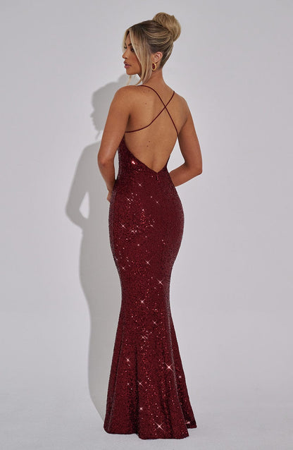 Abito Maxi in Vino Meridith