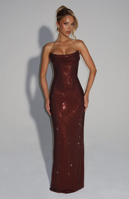 Mirabella Maxi Dress - Plum Brown Dress Babyboo Fashion Premium Exclusive Design