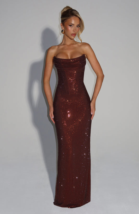 Mirabella Maxi Dress - Plum Brown Dress Babyboo Fashion Premium Exclusive Design