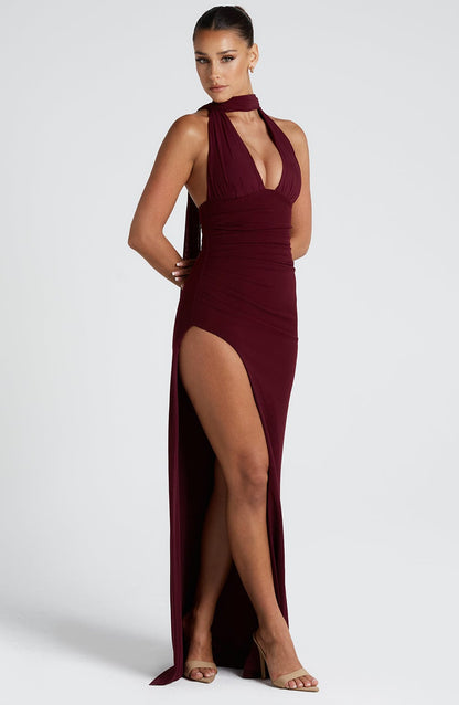 Abito Maxi Paulina - Cherry Lacquer