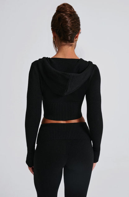 Portia Knit Hoodie Nero