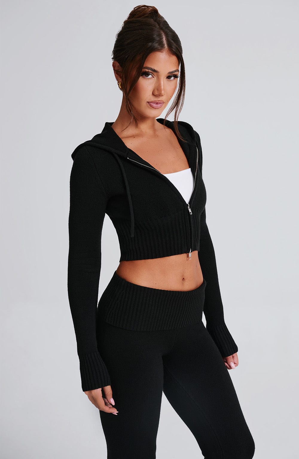 Portia Knit Hoodie Nero