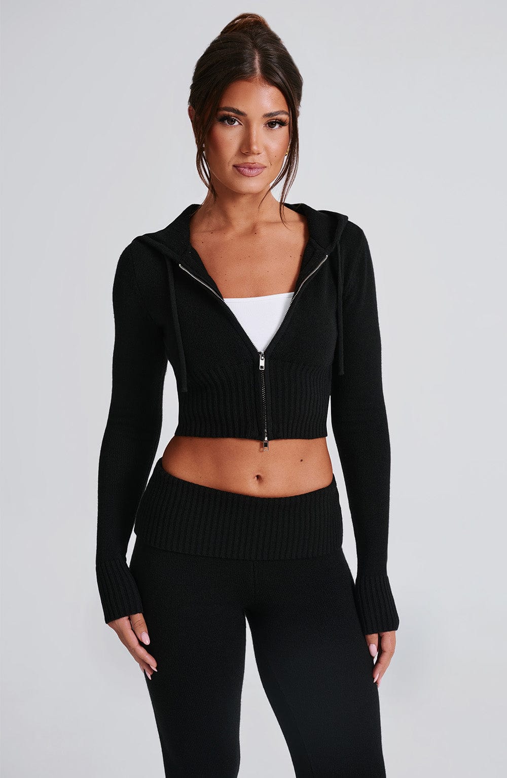 Portia Knit Hoodie Nero