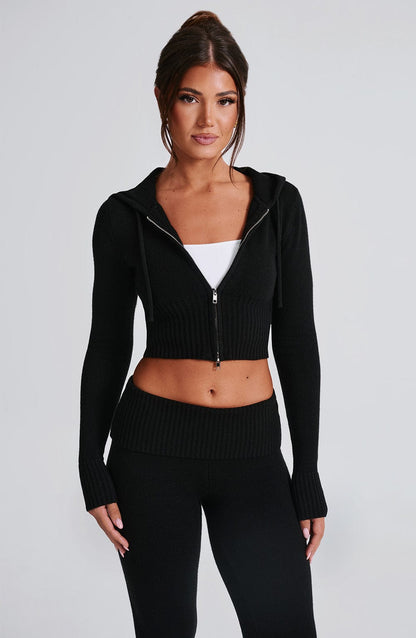 Portia Knit Hoodie Nero