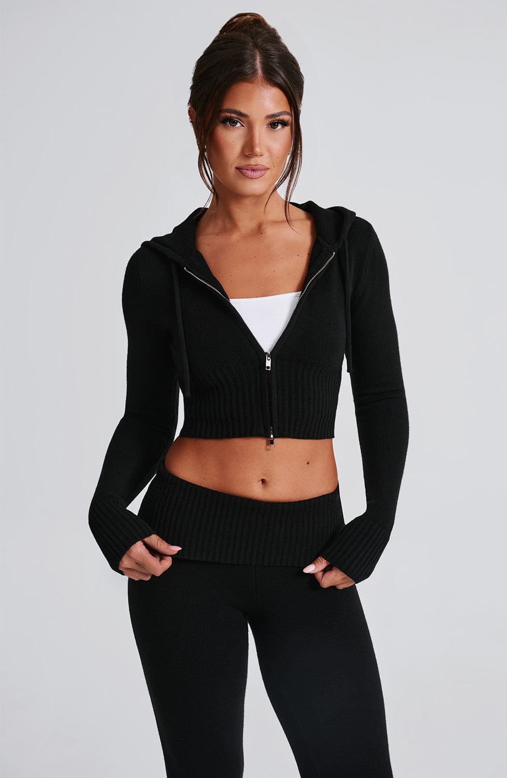 Portia Knit Hoodie Nero
