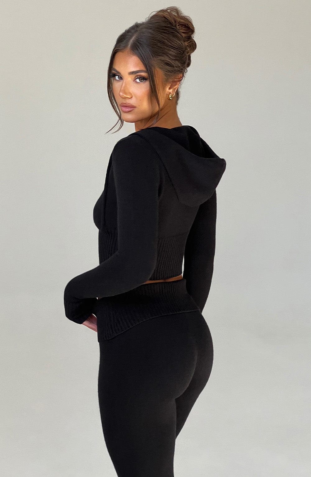 Portia Knit Hoodie Nero