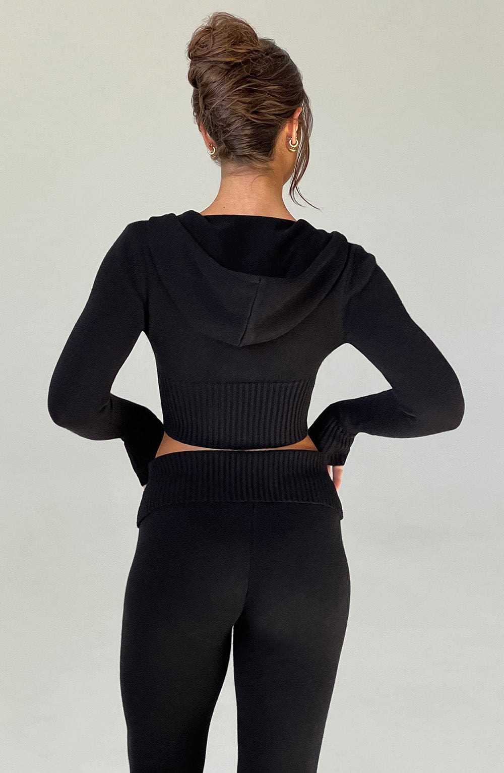 Portia Knit Hoodie Nero