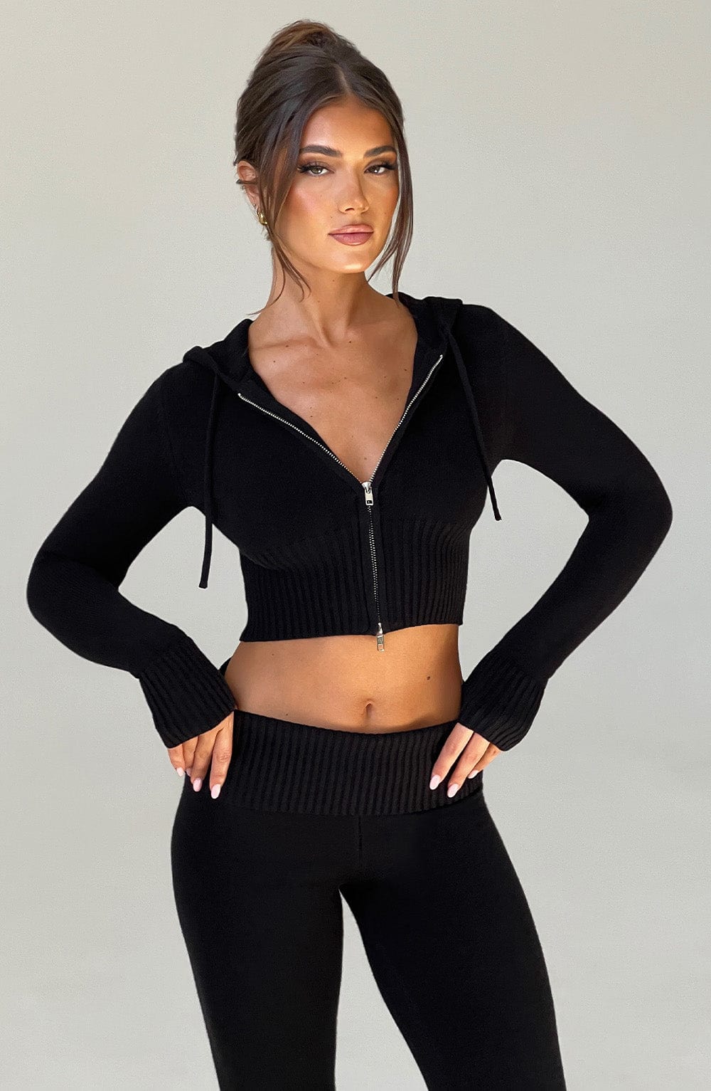 Portia Knit Hoodie Nero
