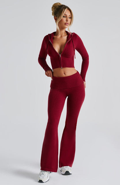 Pantaloni Portia di maglia rossi