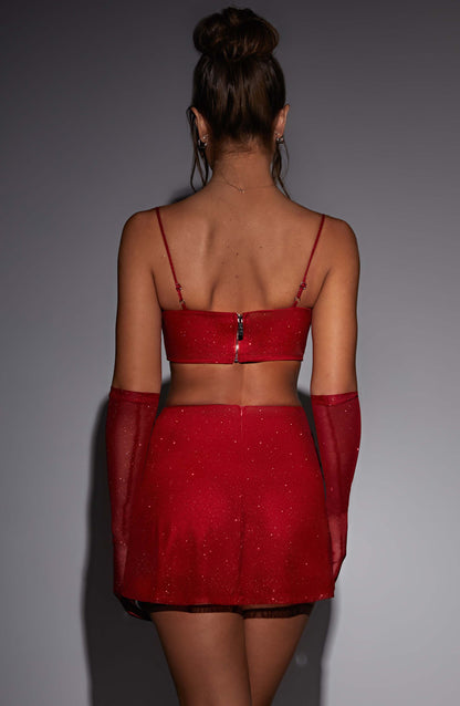 Top Rosso Scintillante Donna