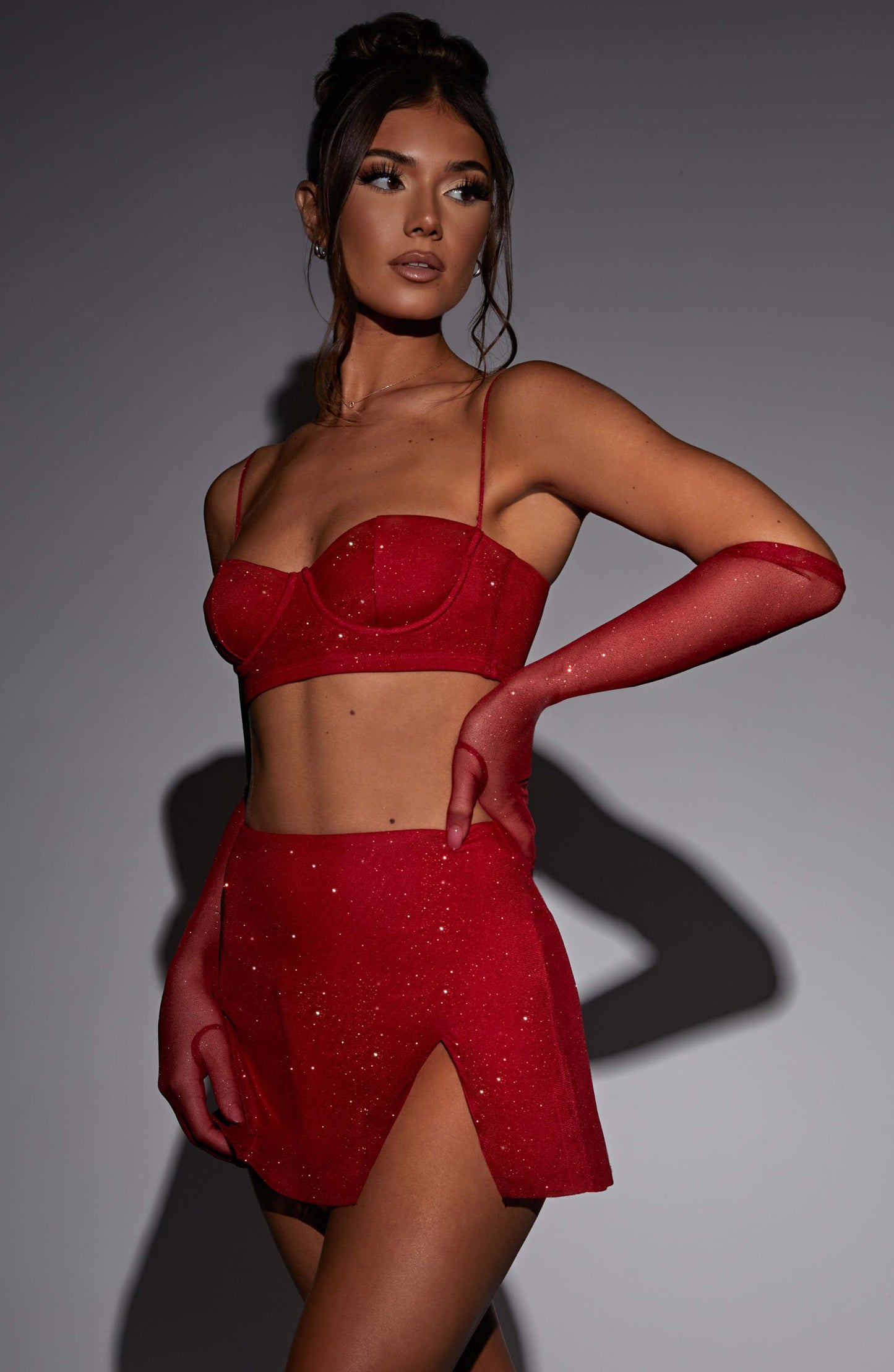 Top Rosso Scintillante Donna