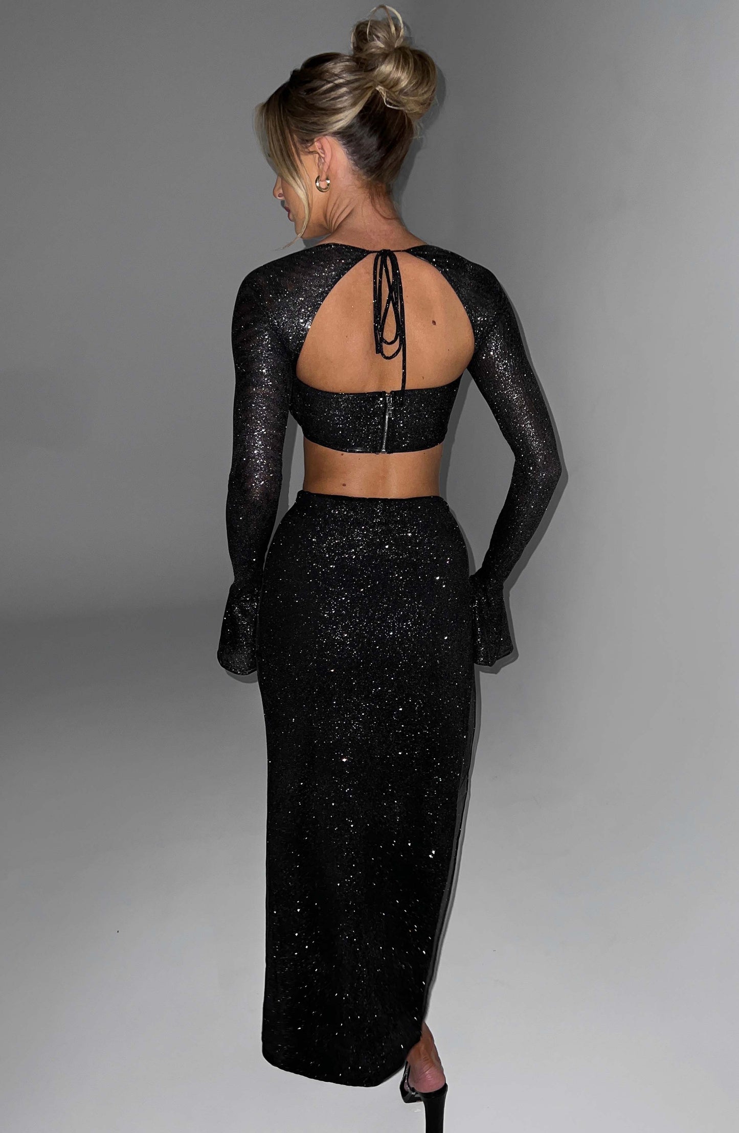 Top Priscilla Nero Sparkle Donna