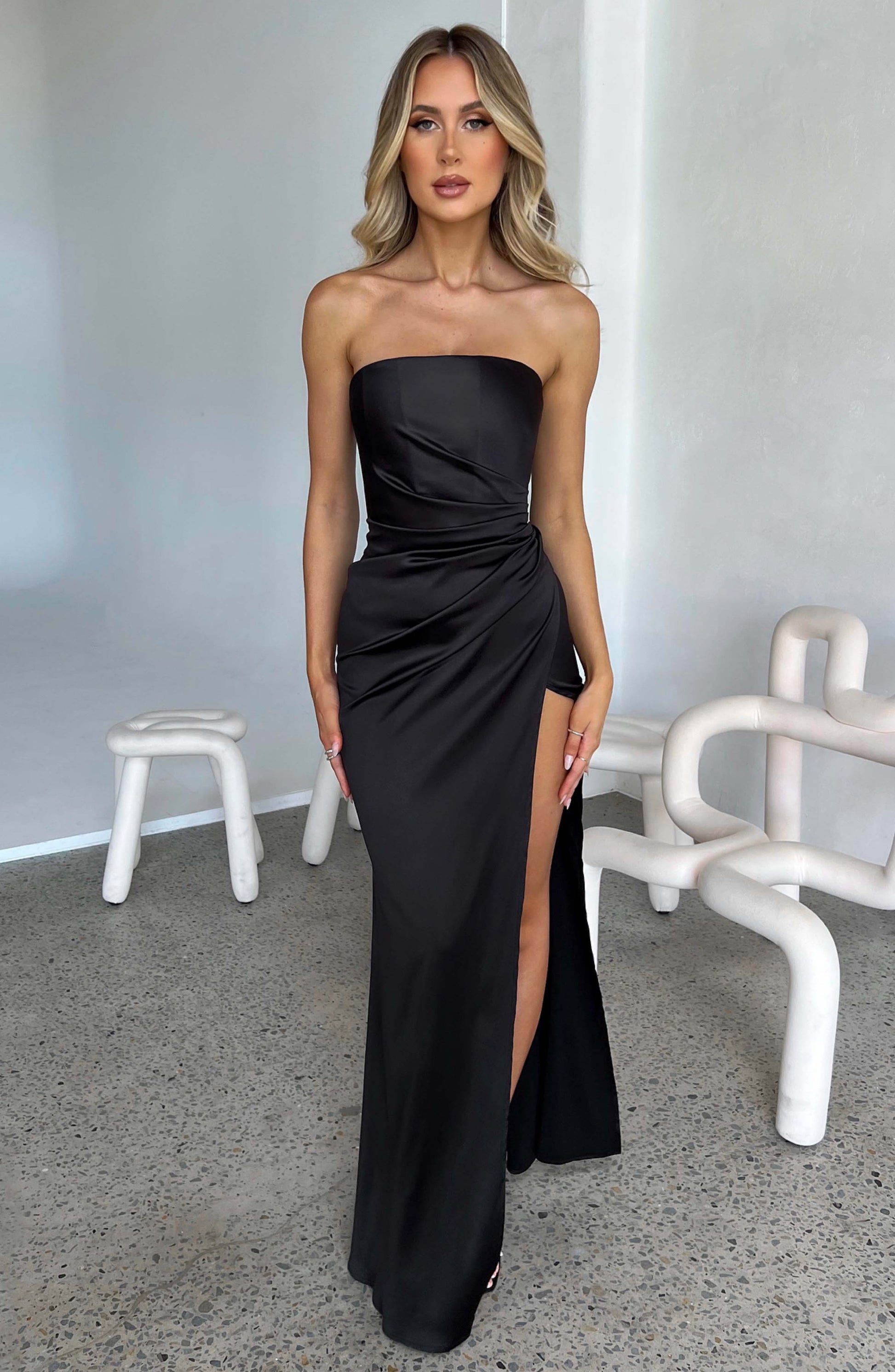 Safiya Maxi Nero Abito da Sera