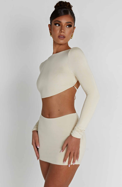 Top Sahra Cream Moda Donna