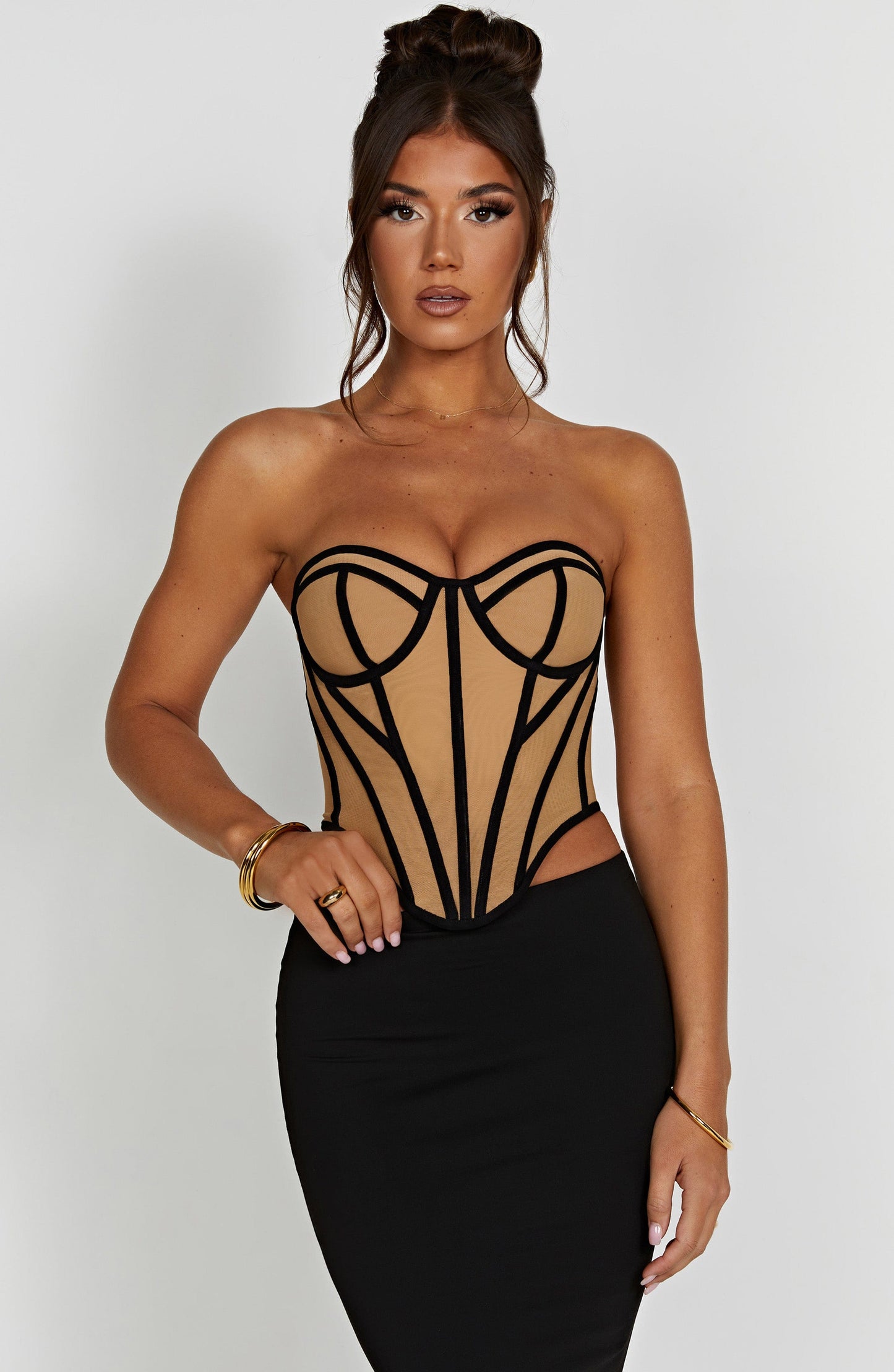 Santanna Corset in Nero/Nudo