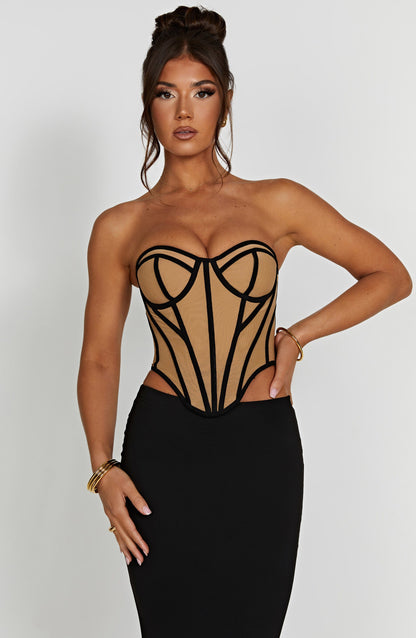 Santanna Corset in Nero/Nudo