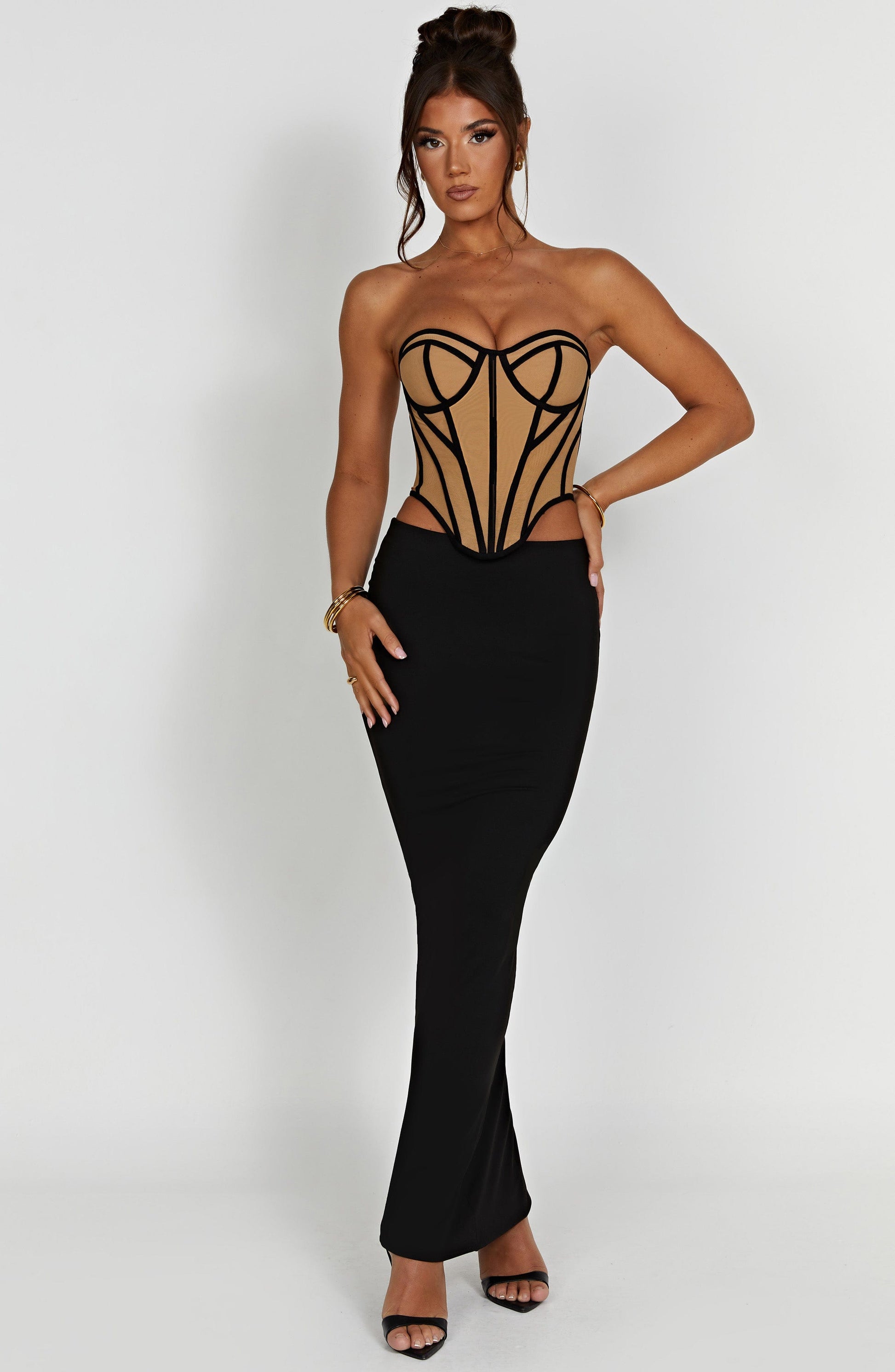 Santanna Corset in Nero/Nudo