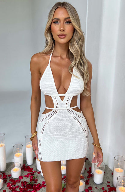 Abito Mini Bianco Crochet