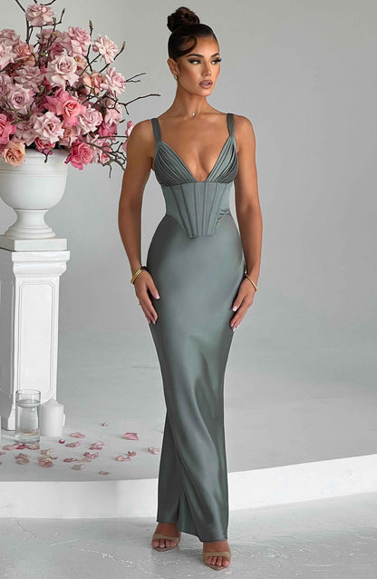 Abito Maxi Femminile Verde