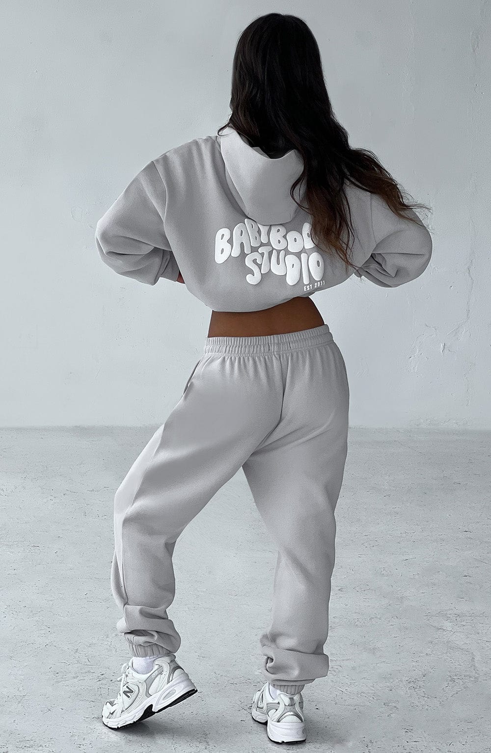 Pantaloni da studio grigio chiaro/bianco