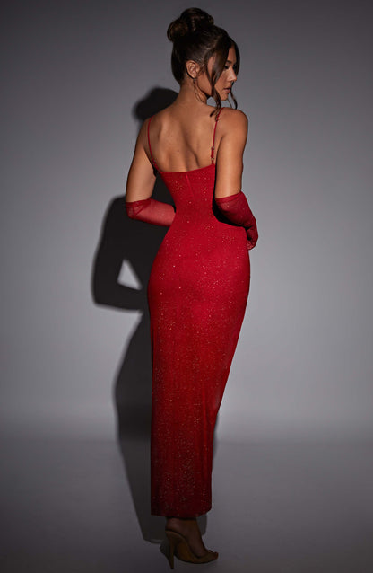 Abito Maxi Trixie Rosso Scintillante