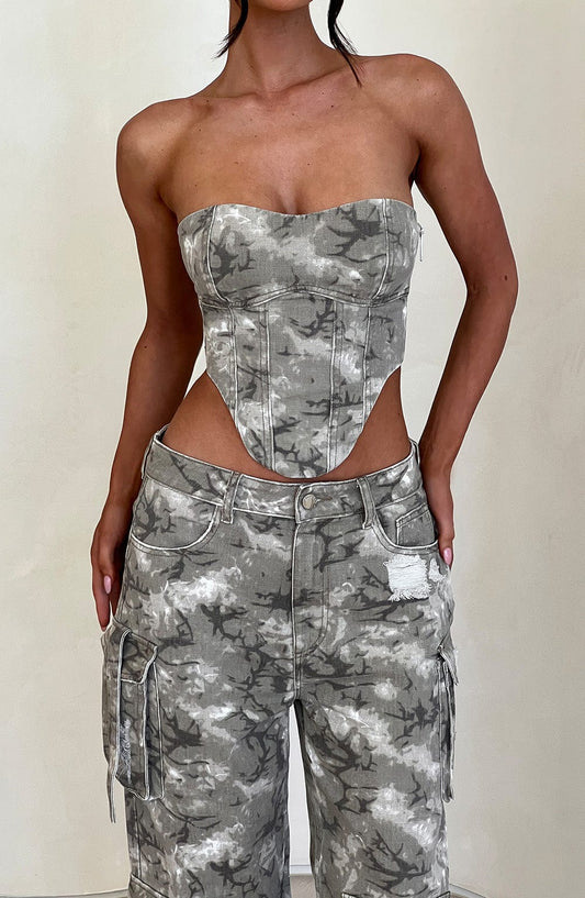 Corset Camo Print Top