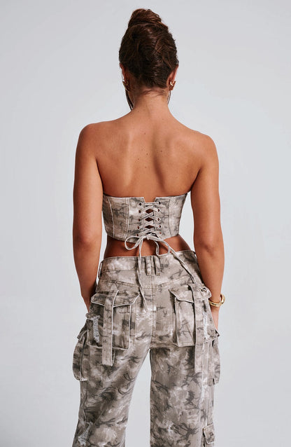 Corset Camo Print Top