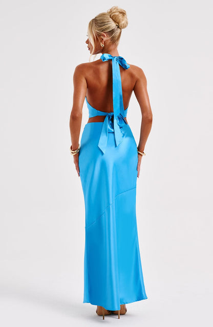 Zaylee Top Blu Satin Donna