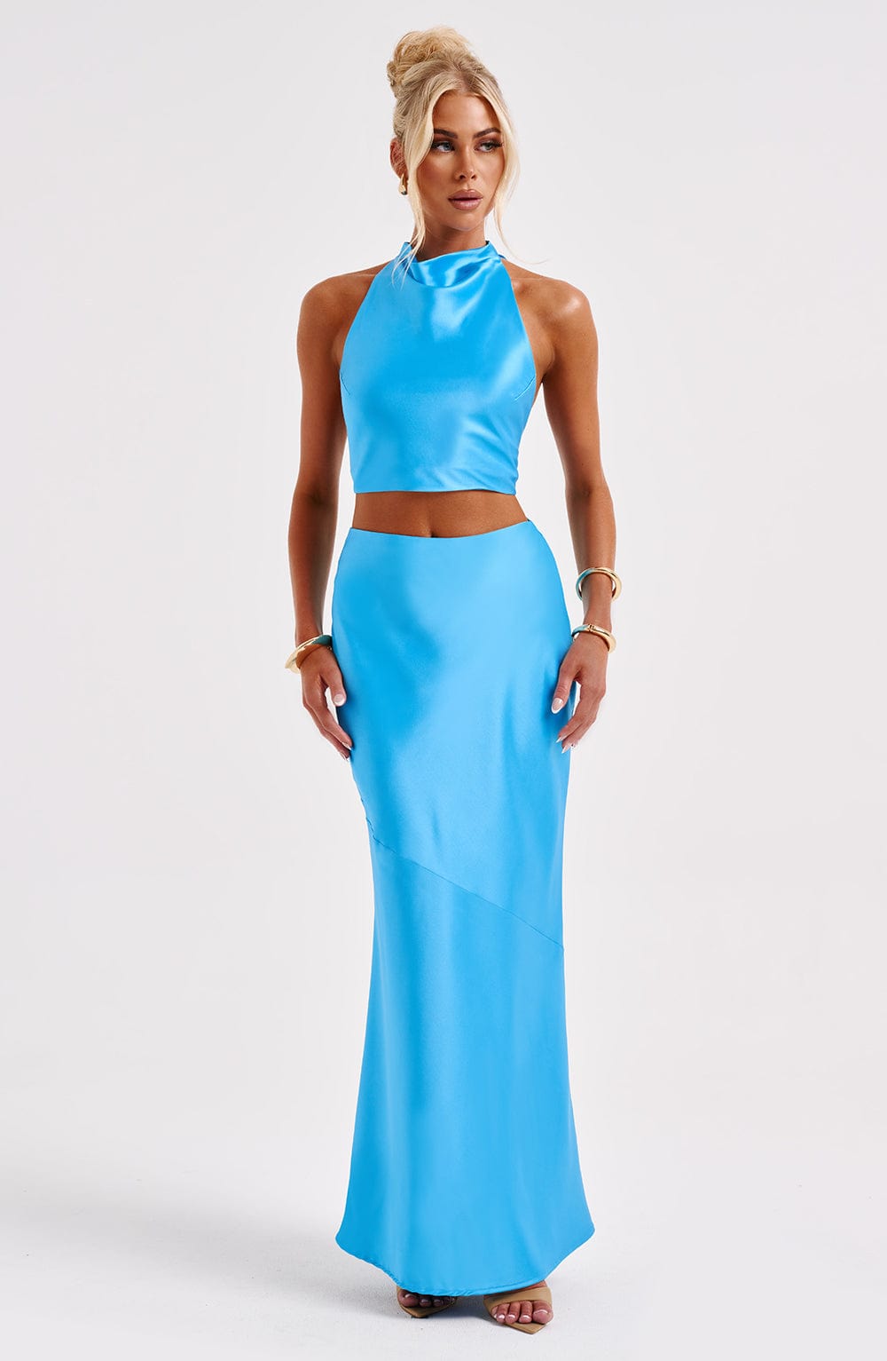 Zaylee Top Blu Satin Donna